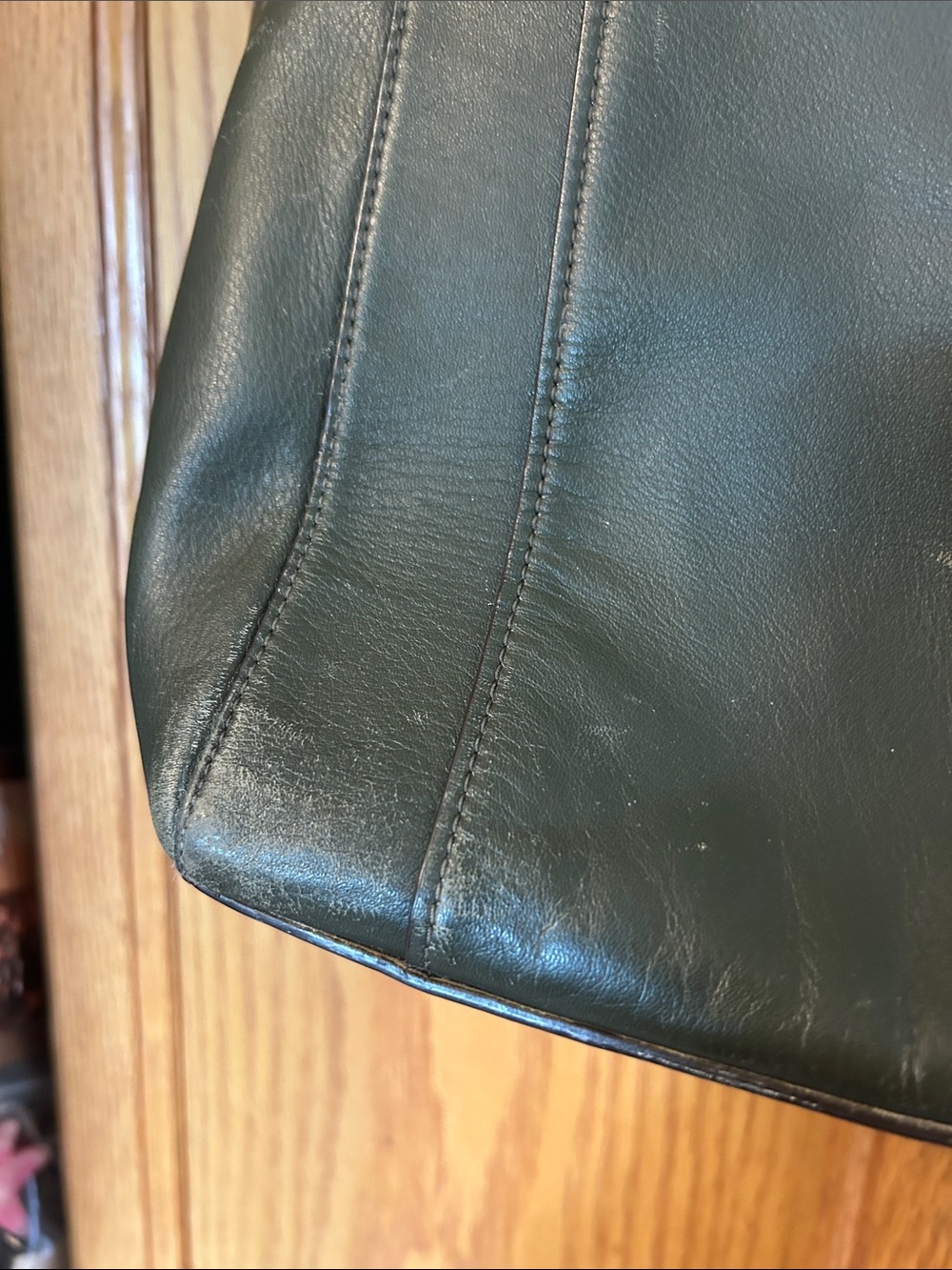 Coach Dark Green Leather Tote with Front Pocket and Silver Hardware - Picture 5 of 13